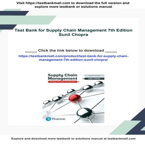 Test Bank for Supply Chain Management 7th Edition Sunil Chopra | PDF
