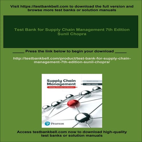Test Bank for Supply Chain Management 7th Edition Sunil Chopra | PDF
