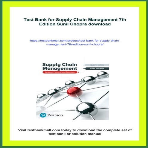 Test Bank for Supply Chain Management 7th Edition Sunil Chopra | PDF