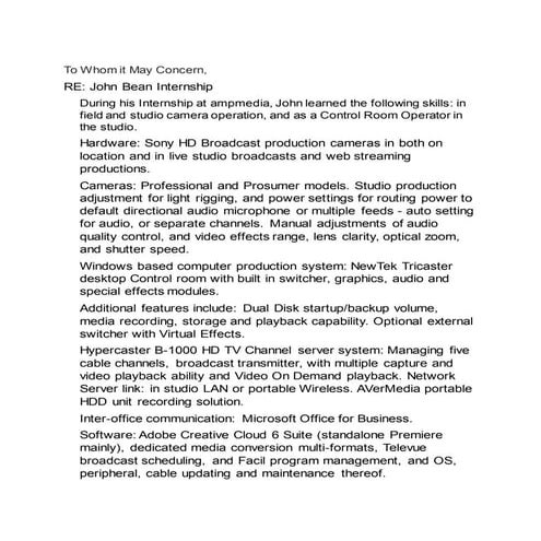 John Bean AMPmedia Letter of Recommendation