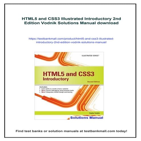 HTML5 and CSS3 Illustrated Introductory 2nd Edition Vodnik Solutions ...