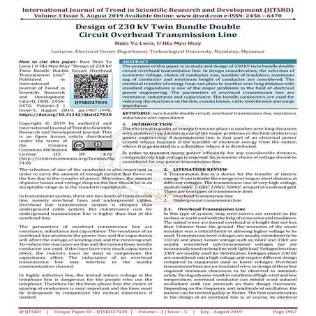 Design of 230 kV Twin Bundle Double Circuit Overhead Transmission Line