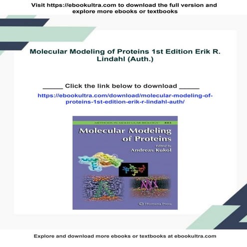Molecular Modeling Of Proteins 1st Edition Erik R Lindahl Auth Pdf