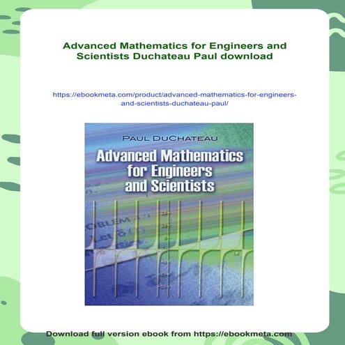 Advanced Mathematics for Engineers and Scientists Duchateau Paul