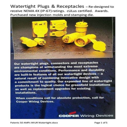 Patents 50 AMPs WIUR Watertight