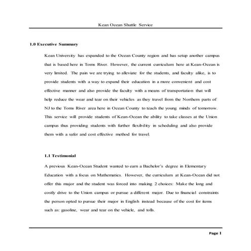 Kean and Kean Ocean Shuttle Service ROUGH DRAFT