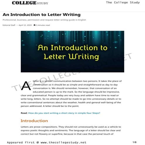 37 an introduction to letter writing   the college study
