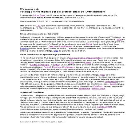 Síntesi de la 37a sessió web: 'Catàleg d'eines digitals per als professionals de l'Administració'