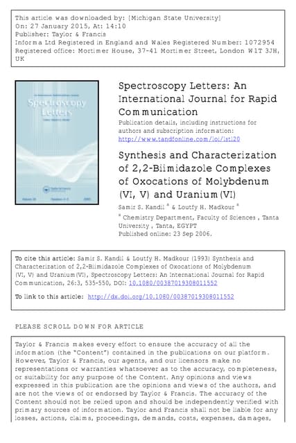 Spectroscopy Letters Volume 26 issue 3 1993 [doi 10.1080_00387019308011552] S...