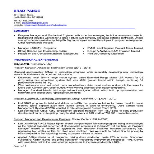 Brad Pande Resume Rev. 6-May-2015