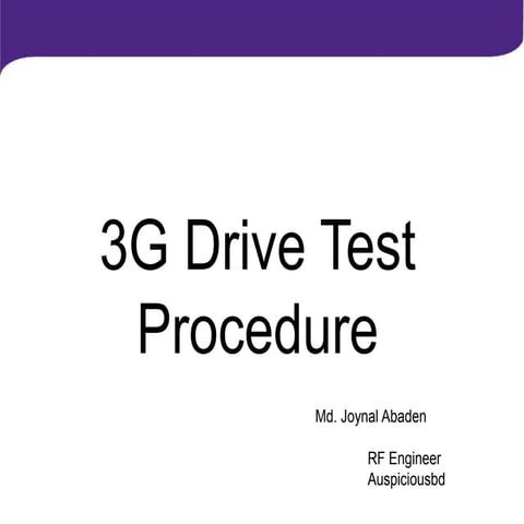 3G Drive Test Procedure_ @ MYM