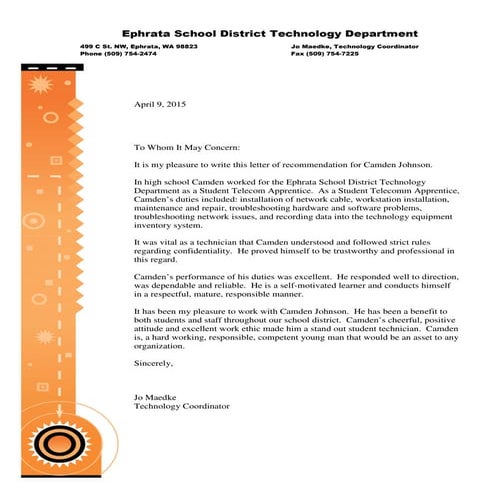 Camden Johnson recommendation updated