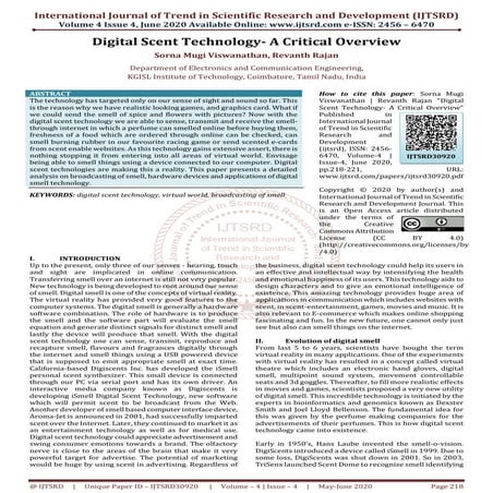 Digital Scent Technology A Critical Overview