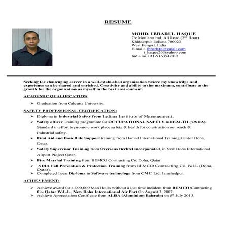 Safety Officer CV | PDF