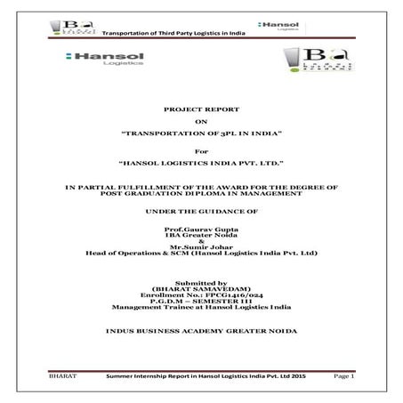 MBA Summer Internship Project Report | PDF