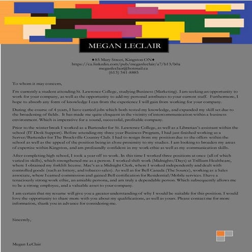 Tim Horton's Cover Letter | DOC