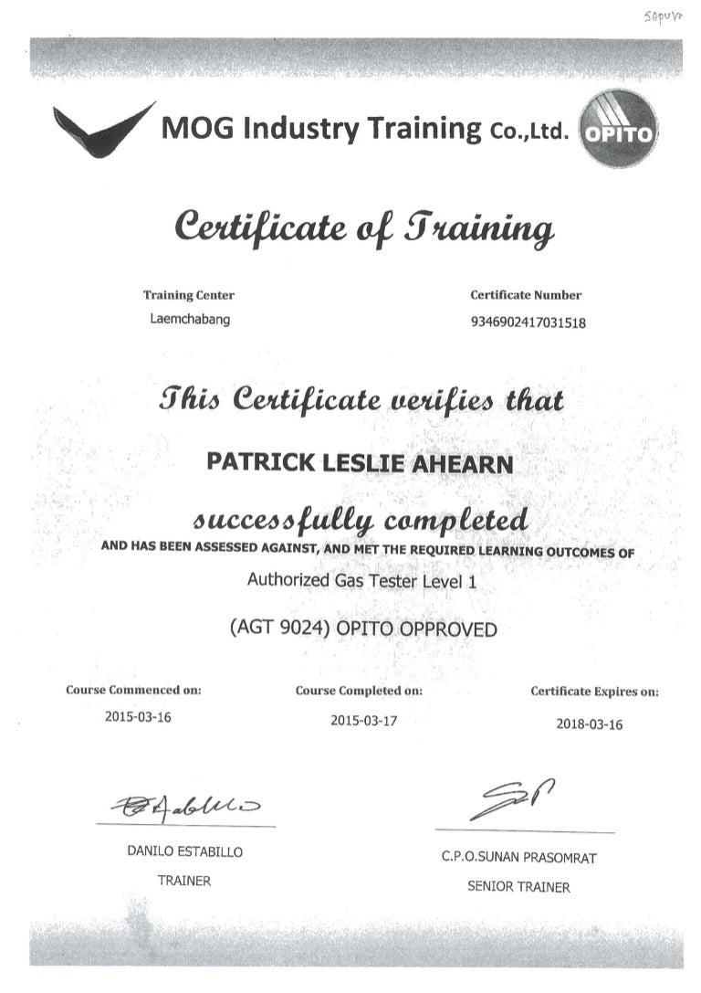 Authorised Gas Tester