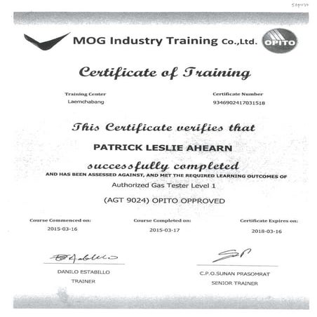 Authorised Gas Tester