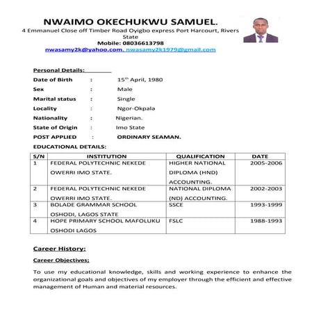 SAMMIE CV(ORDINARY SEAMAN) OS.