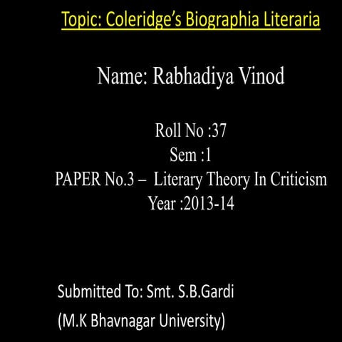 Coleridge’s Biographia Literaria