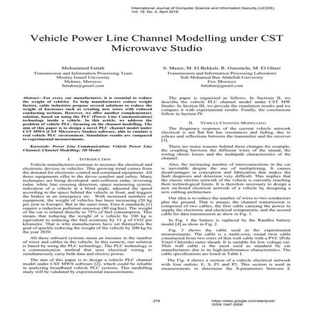 Vehicle Power Line Channel Modelling under CST Microwave Studio