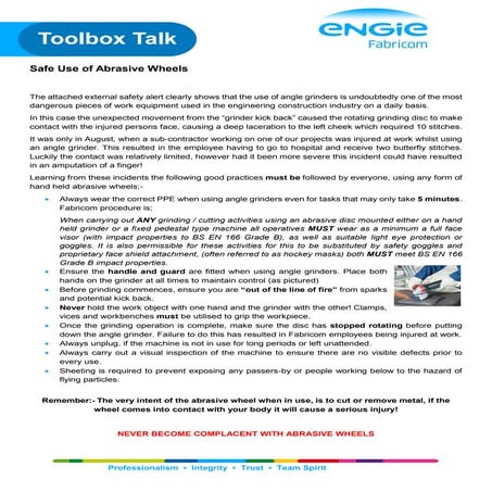 37  safe use of abrasive wheels