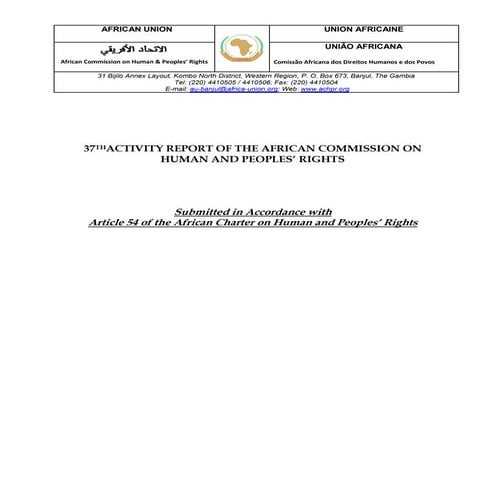 37th Activity Report of the African Commission on Human and Peoples Rights
