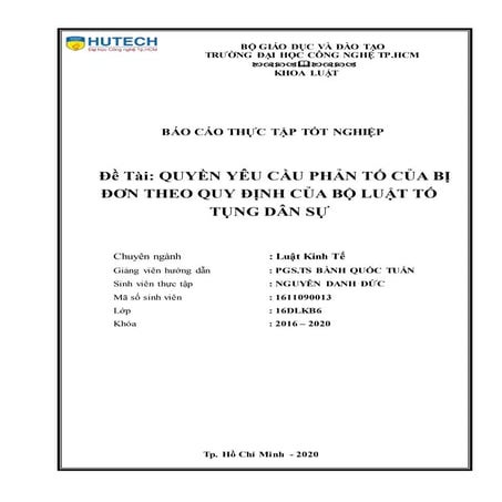 Đề tài: Quyền yêu cầu phản tố của bị đơn theo quy định của bộ luật tố tụng dâ...