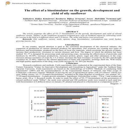 The effect of a biostimulator on the growth, development and yield of oily su...
