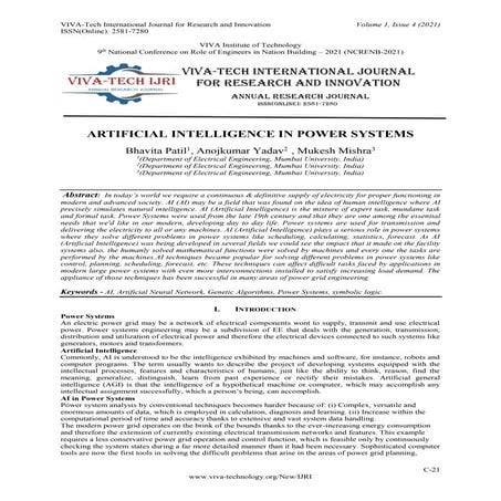 ARTIFICIAL INTELLIGENCE IN POWER SYSTEMS