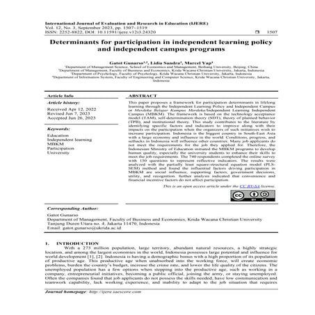 Determinants for participation in independent learning policy and ...