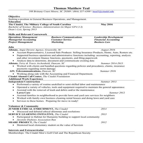 Thomas Matthew Teal Resume | DOC