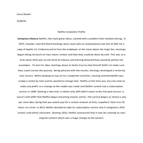 Netflix Corporate Profile