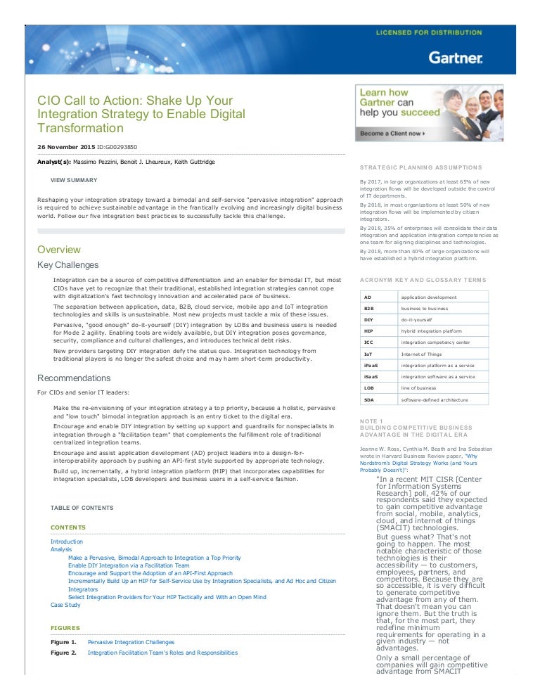 Gartner CIO Call to Action Shake Up Your Integration Strategy to Ena…