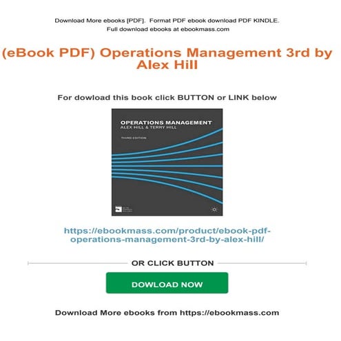 PDF (eBook PDF) Operations Management 3rd by Alex Hill download | PDF