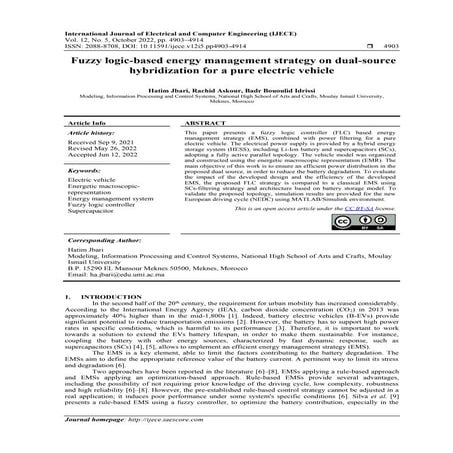 Fuzzy logic-based energy management strategy on dual-source  hybridization fo...