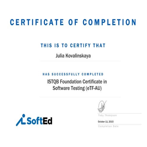 ISTQB Foundation Certificate in Software Testing