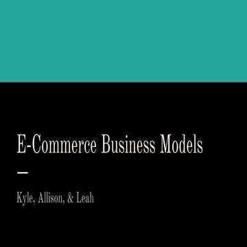 E-commerce Business Models