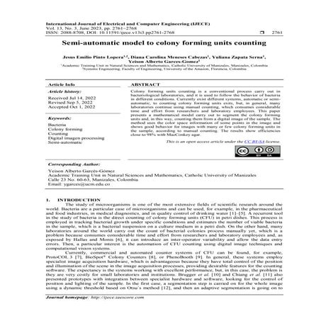 Semi-automatic model to colony forming units counting