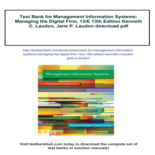 Test Bank for Management Information Systems: Managing the Digital Firm ...