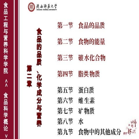 3833第二章+食物的品质、化学成分与营养