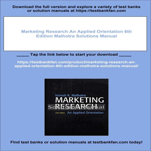 Marketing Research An Applied Orientation 6th Edition Malhotra Solutions Manual