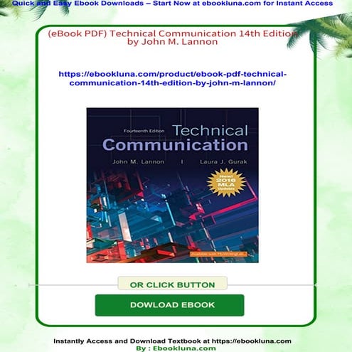 (eBook PDF) Technical Communication 14th Edition by John M. Lannon
