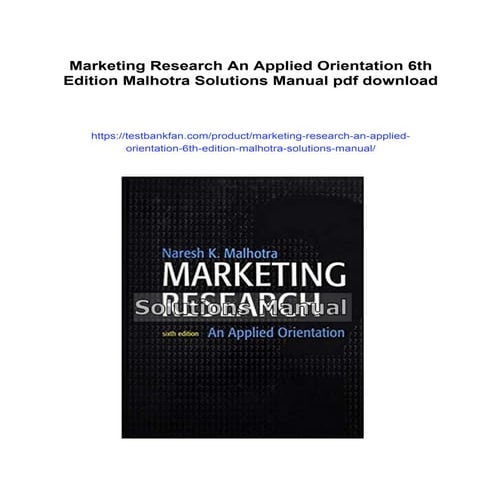 Marketing Research An Applied Orientation 6th Edition Malhotra Solutions Manual