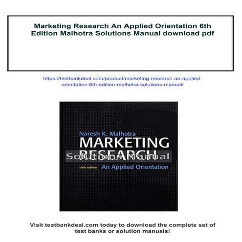 Marketing Research An Applied Orientation 6th Edition Malhotra Solutions Manual
