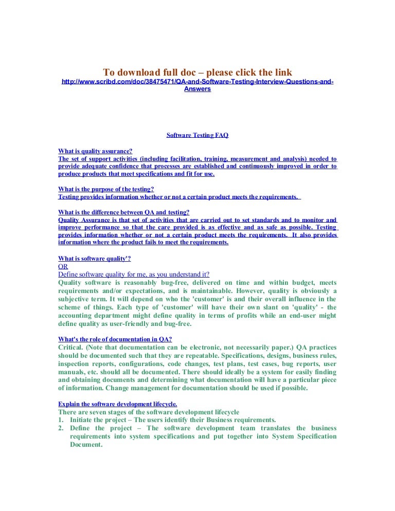 quality assurance analyst interview questions