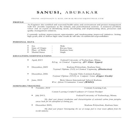 SANUSI ABUBAKAR resume