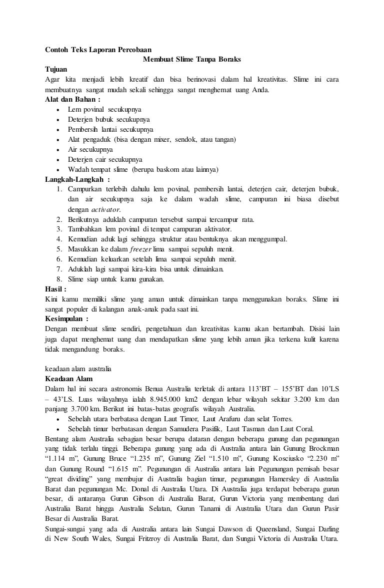 Contoh Teks Laporan Percobaan Singkat Dan Jelas Nusagates