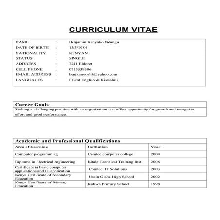 benjamin CV complete