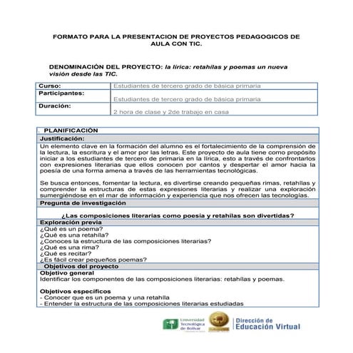 la lírica: retahílas y poemas un nueva visión desde las TIC